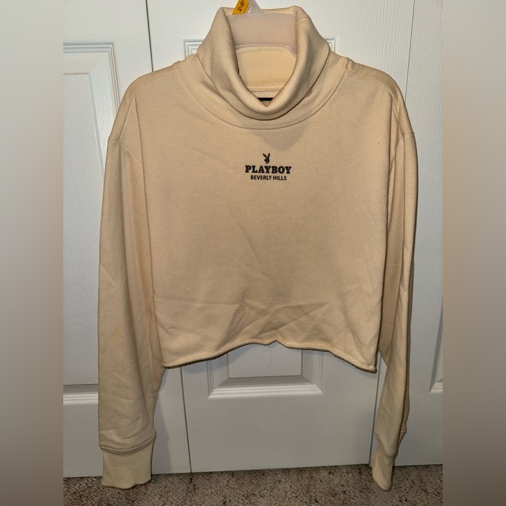PLAYBOY by PacSun Tan Cropped Pullover Turtleneck